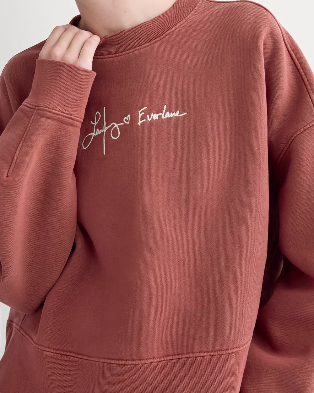 Everlane x The Laufey Foundation Cropped Sweatshirt | Dusty Red - Image 4