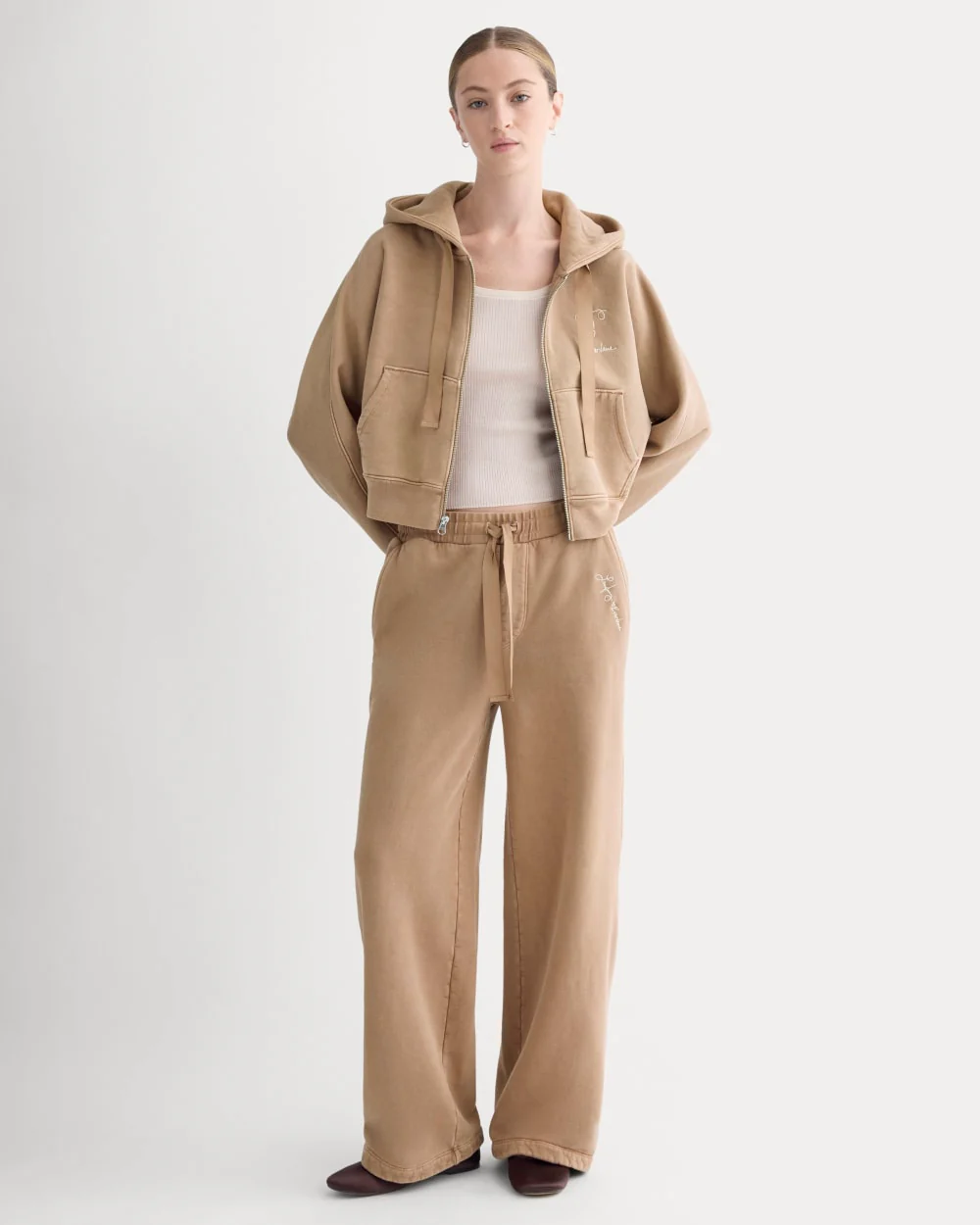 Everlane x The Laufey Foundation Cropped Full-Zip Hoodie | Weathered Clay - Image 3