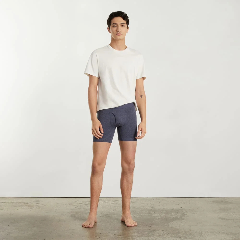 The Supima® Longer Boxer Brief | Uniform | Heather Blue - Image 2