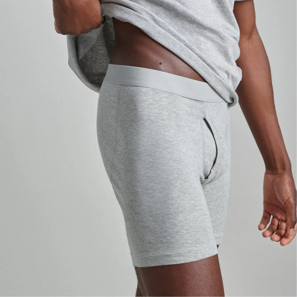 The Supima® Longer Boxer Brief | Uniform | Heathered Grey - Image 2