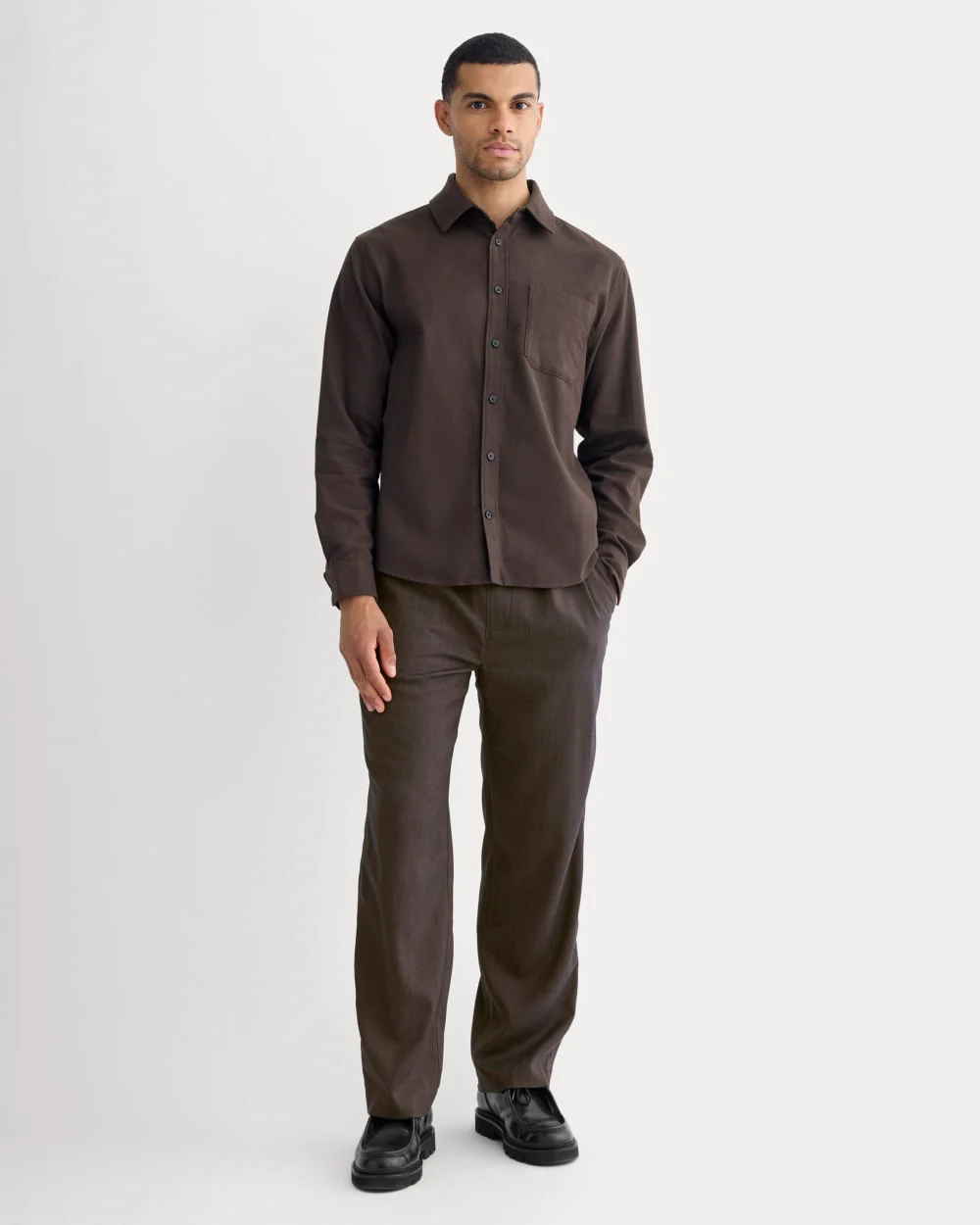 Brushed Flannel Shirt | Dark Chocolate - Image 3