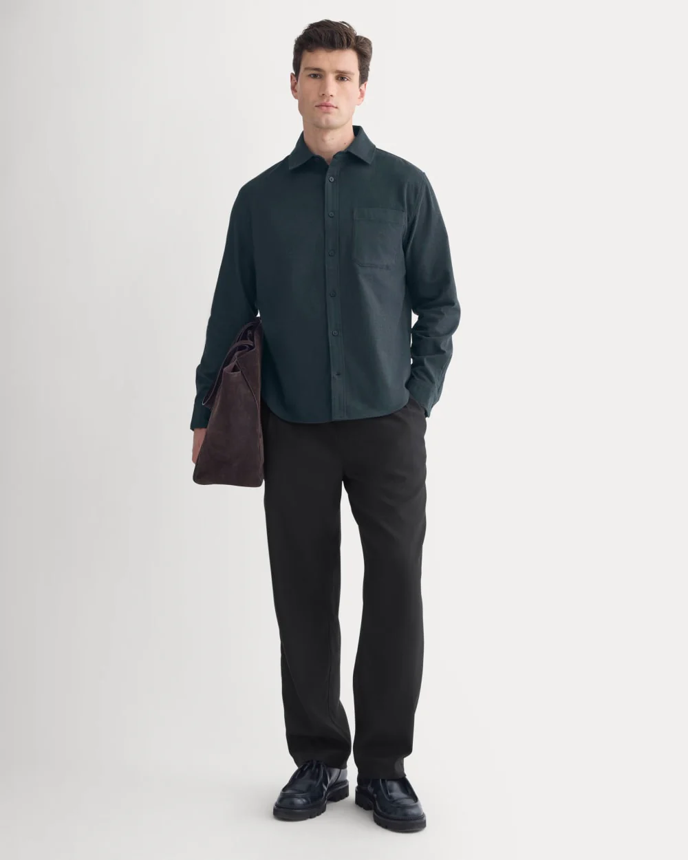 Brushed Flannel Shirt | Heathered Navy - Image 3
