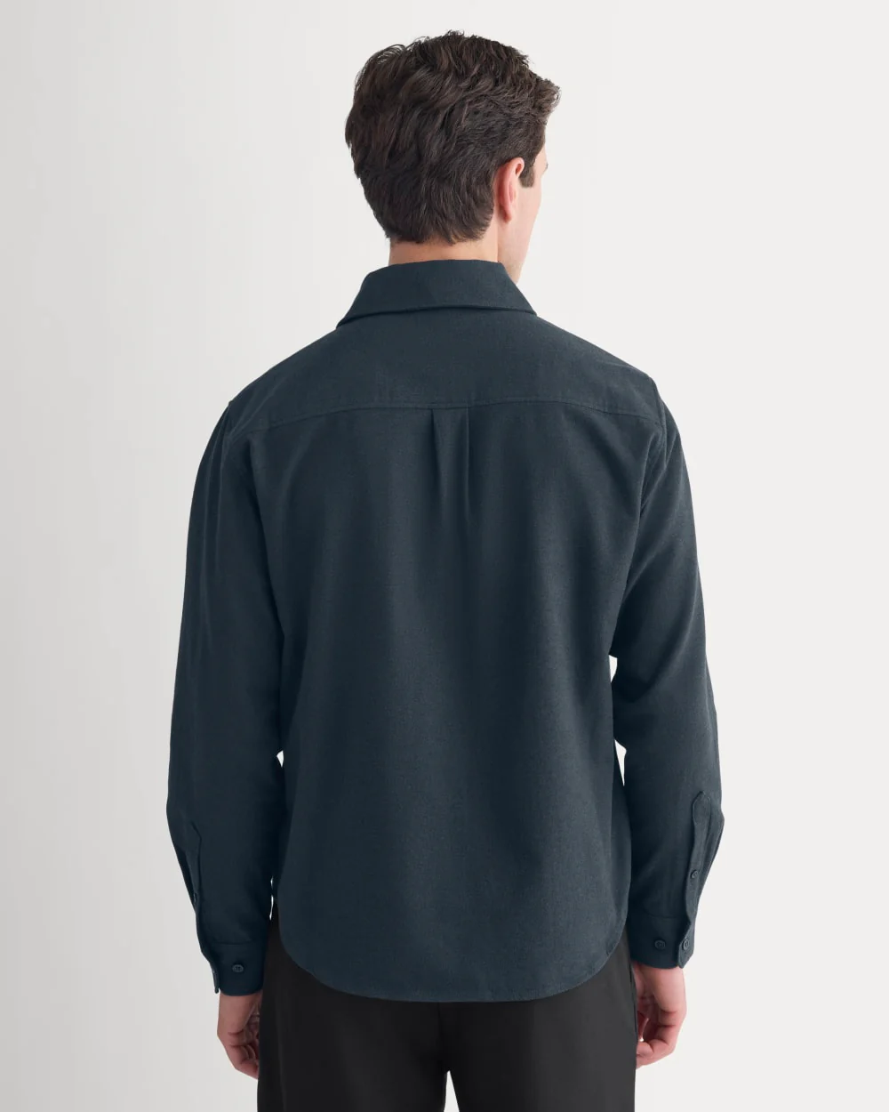 Brushed Flannel Shirt | Heathered Navy - Image 5
