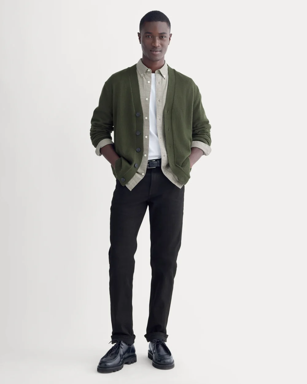 The Classic Cardigan in Everyday Cotton | Dark Green - Image 3