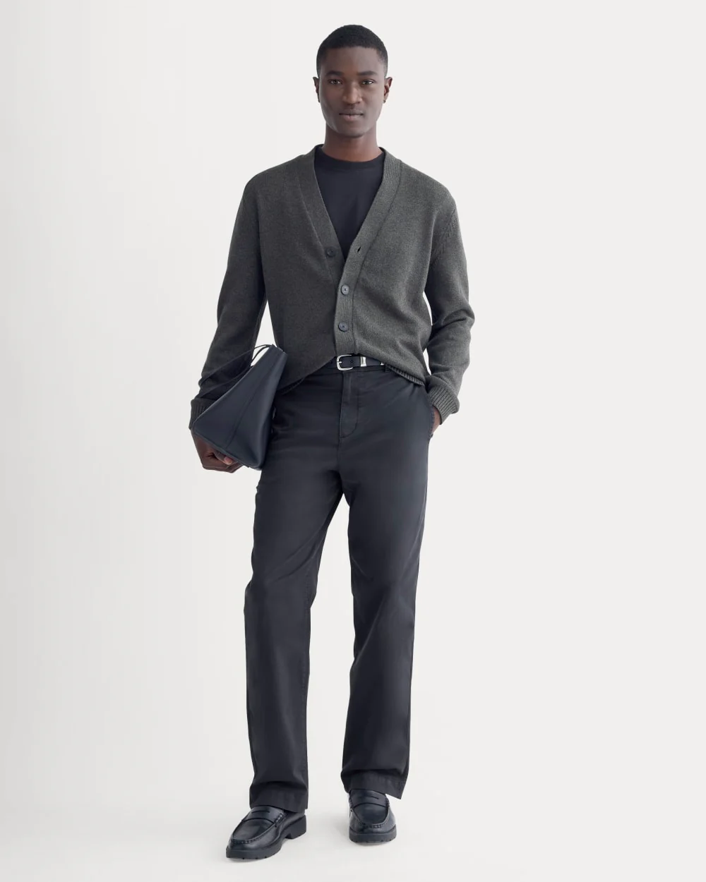 The Classic Cardigan in Everyday Cotton | Heathered Soot - Image 3