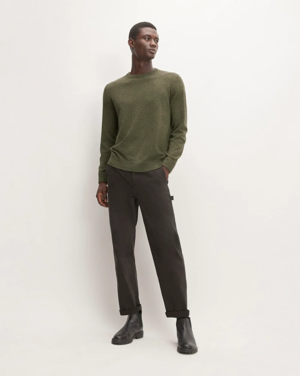 The Grade-A Cashmere Crew | Heathered Army Green - Image 3