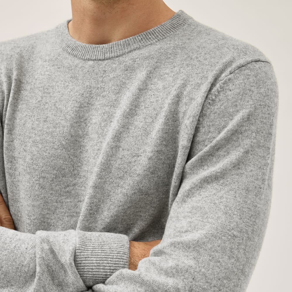 The Grade-A Cashmere Crew |  Heathered Grey - Image 3