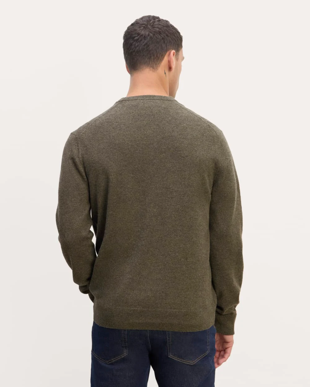 The Cashmere V-Neck Sweater | Heathered Army Green - Image 6
