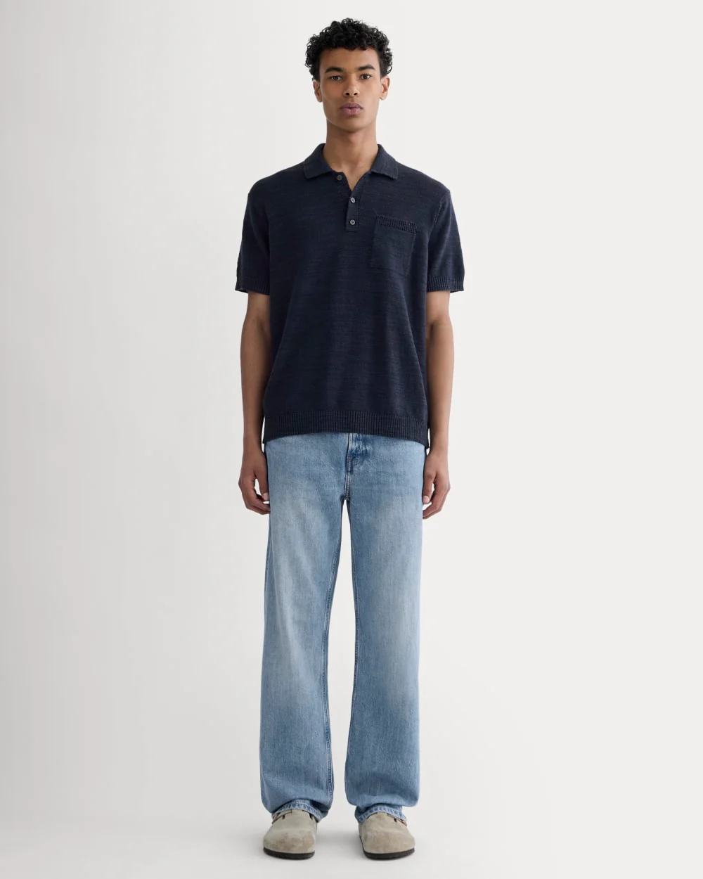 The Cotton Linen Polo | Navy - Image 3