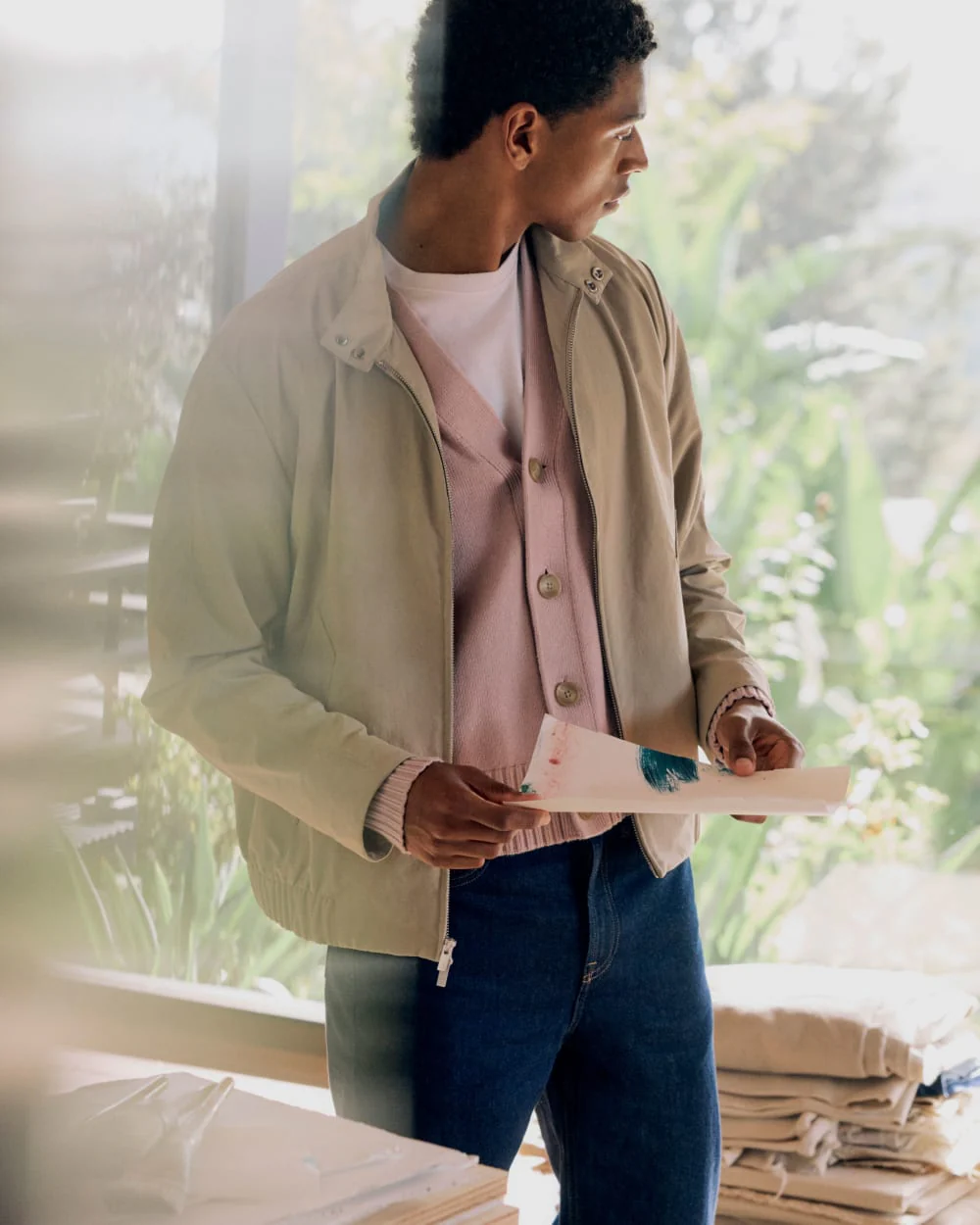 Cropped Cardigan in Everyday Cotton | Burnished Lilac - Image 7