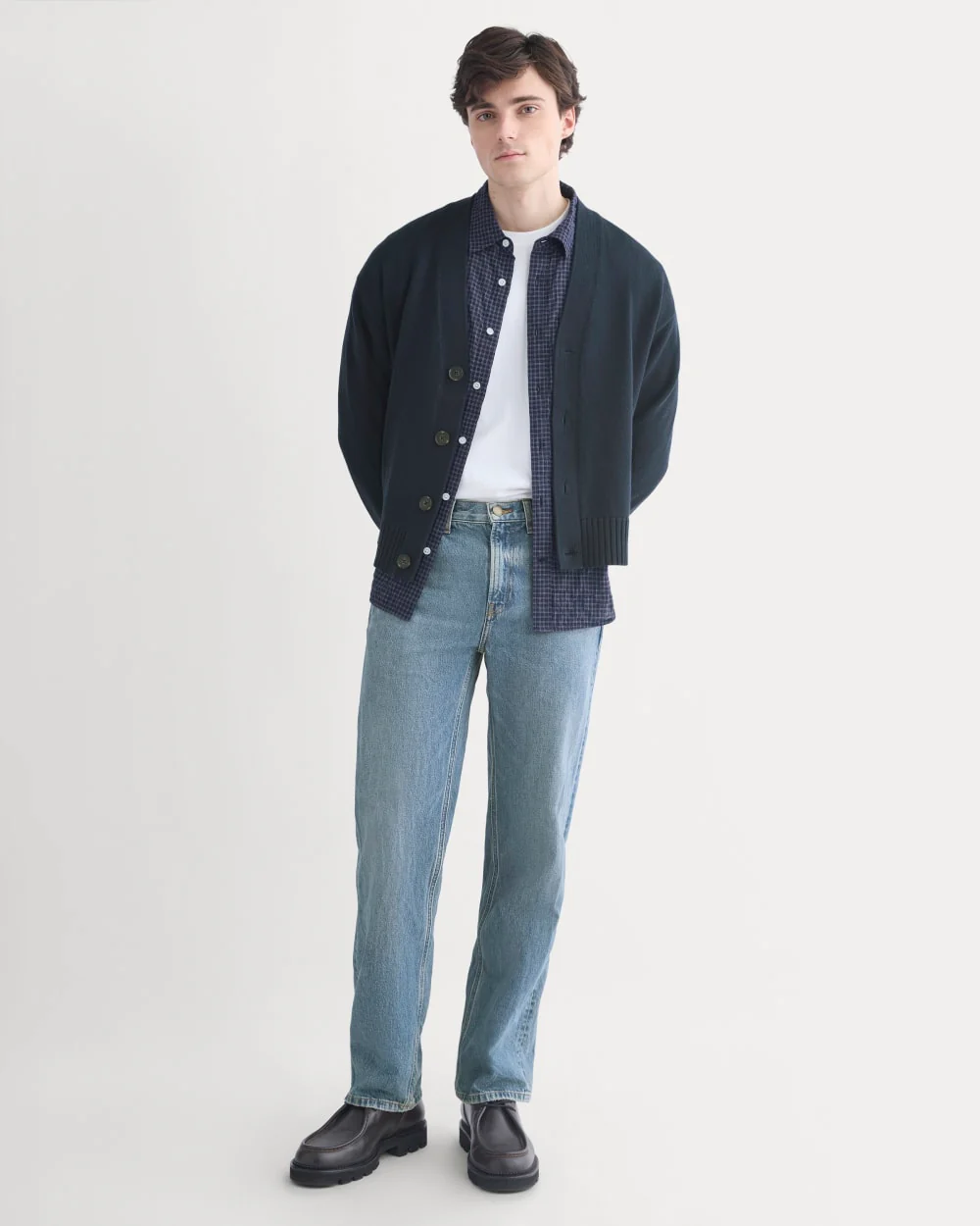 Cropped Cardigan in Everyday Cotton | Deep Navy - Image 3