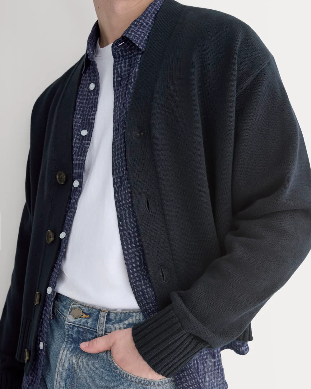 Cropped Cardigan in Everyday Cotton | Deep Navy - Image 4