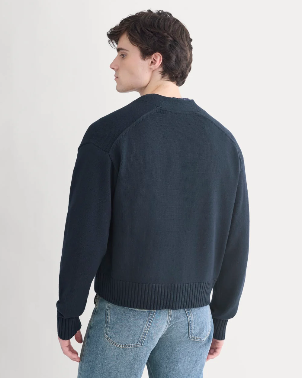 Cropped Cardigan in Everyday Cotton | Deep Navy - Image 5