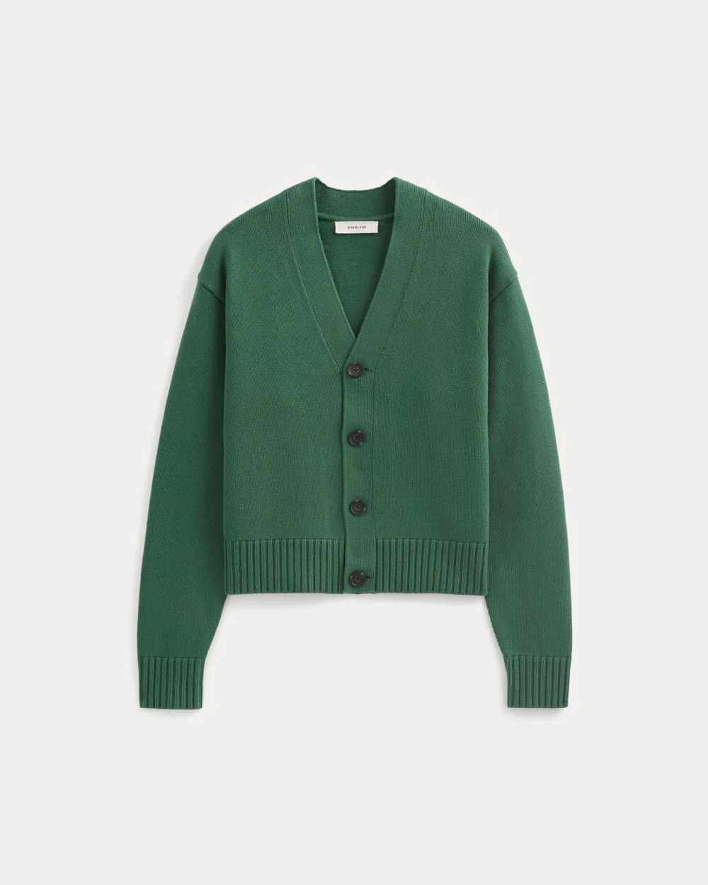 Cropped Cardigan in Everyday Cotton | Hunter Green - Image 2