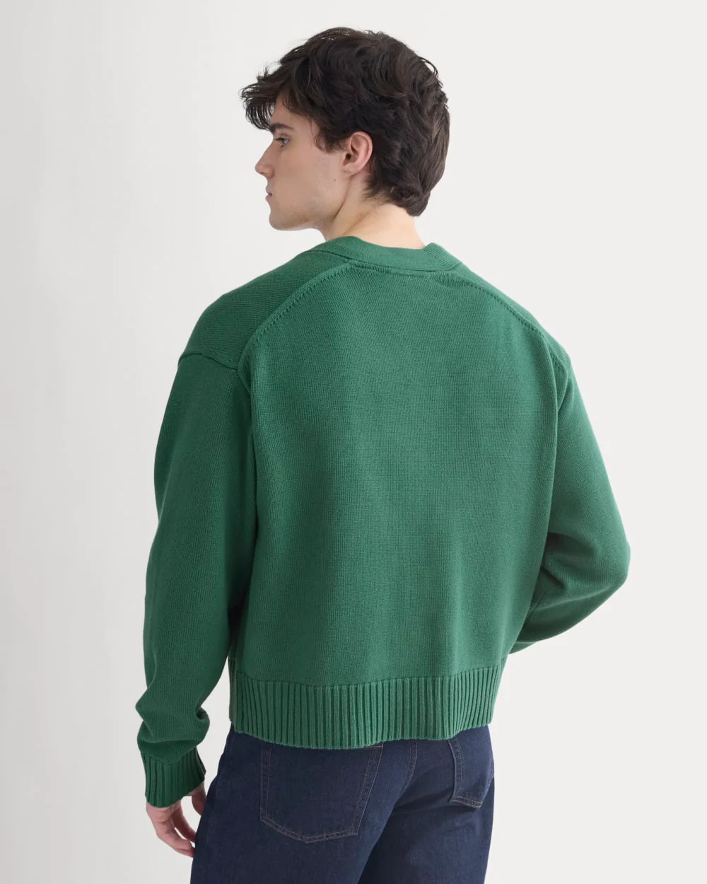 Cropped Cardigan in Everyday Cotton | Hunter Green - Image 5