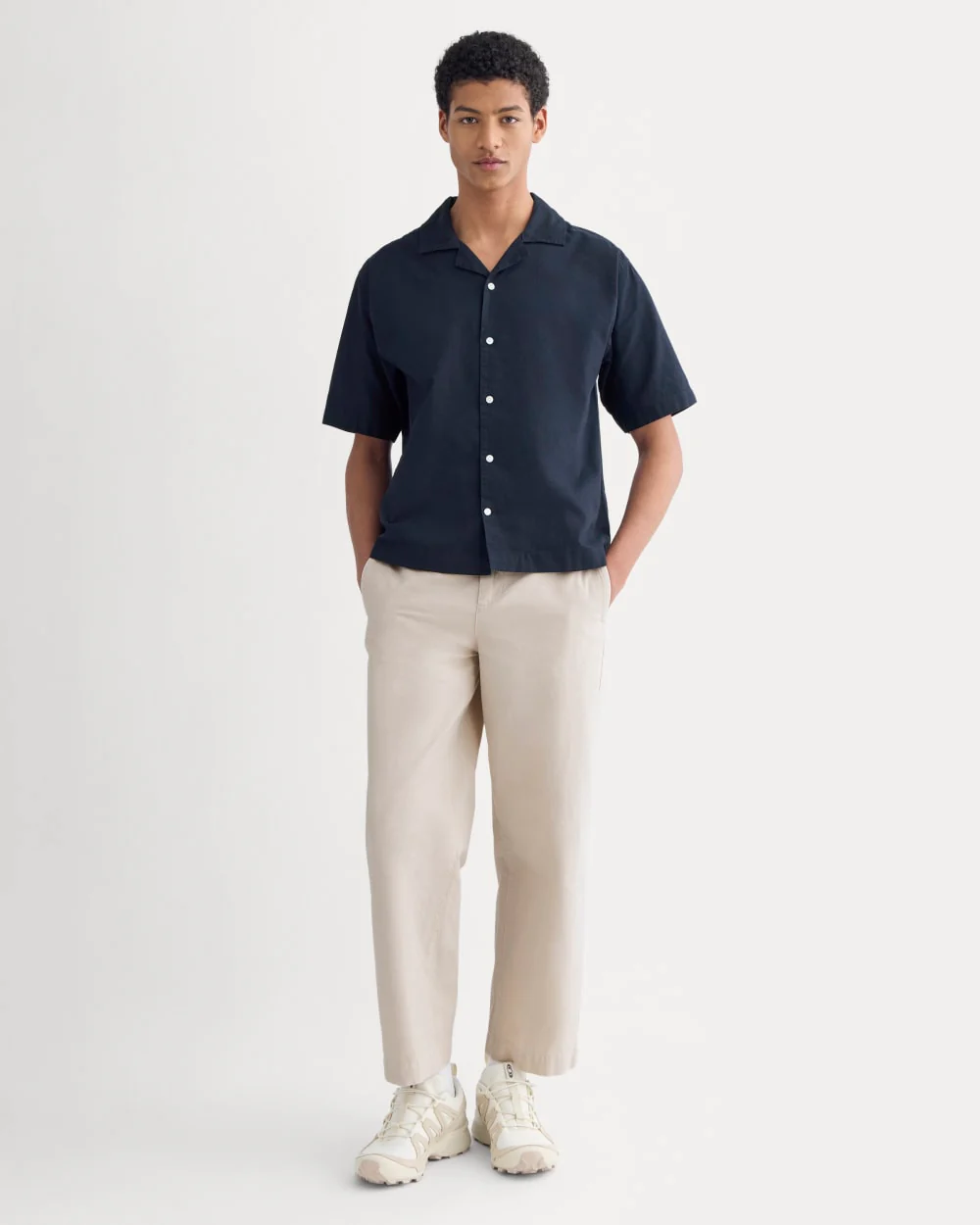 Cropped Resort Shirt | Navy - Image 3
