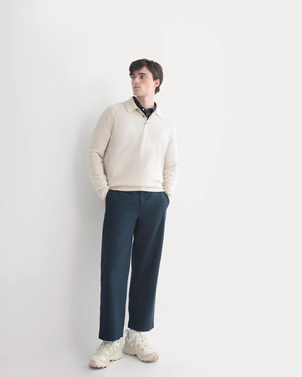 Cropped Slub Trouser | Deep Navy - Image 5