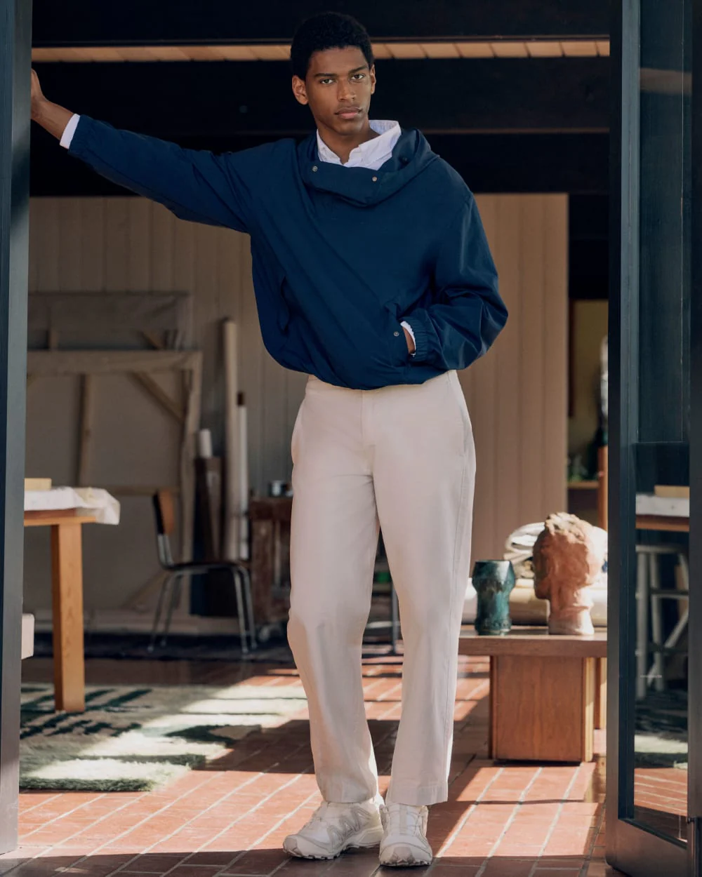 Cropped Slub Trouser | Peyote - Image 8