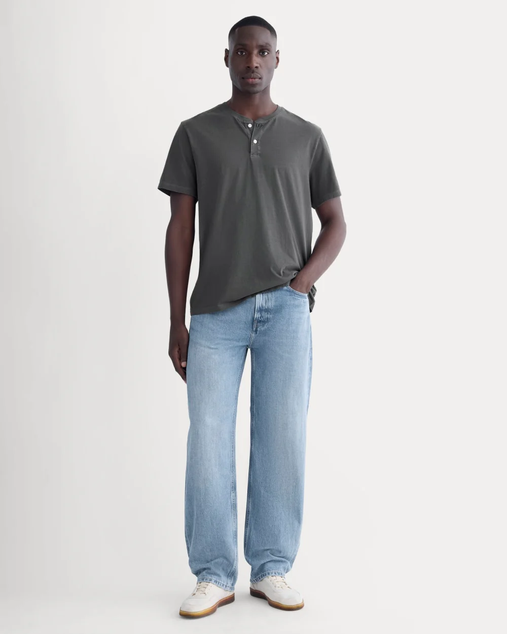 The Essential Organic Garment-Dyed Henley | Black - Image 3