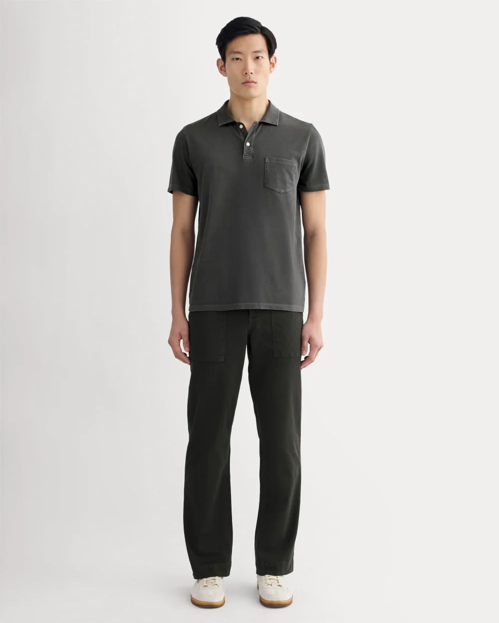 The Essential Organic Garment-Dyed Polo | Black - Image 3