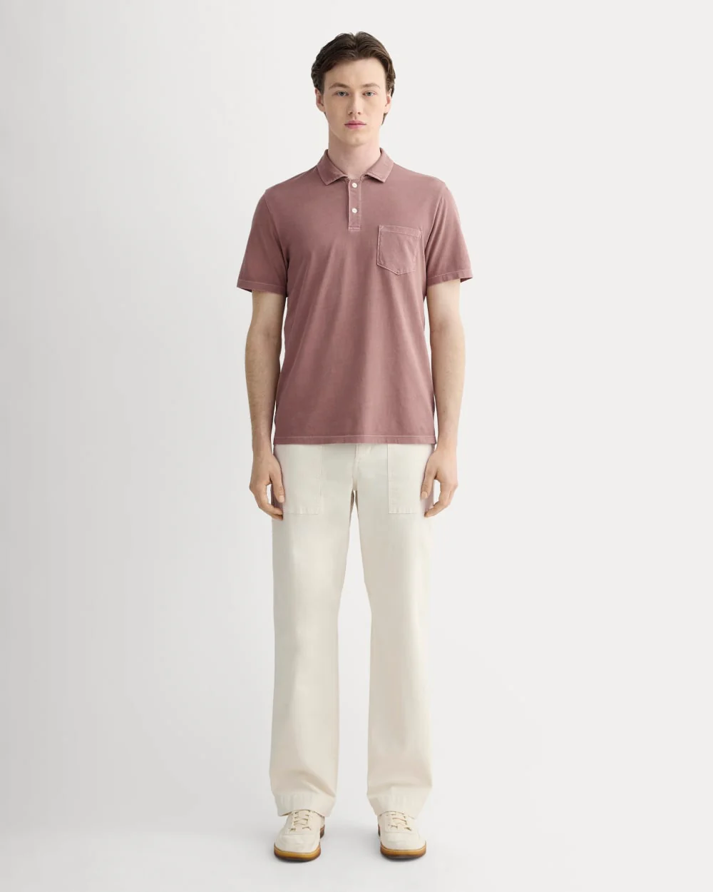 The Essential Organic Garment-Dyed Polo | Brown Garment Dye - Image 3