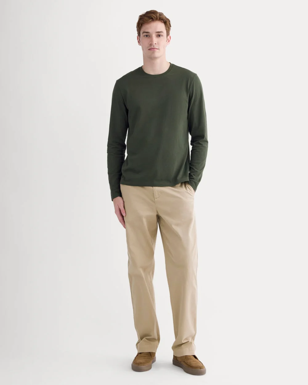 The Essential Organic Long-Sleeve Tee | Dark Green - Image 3