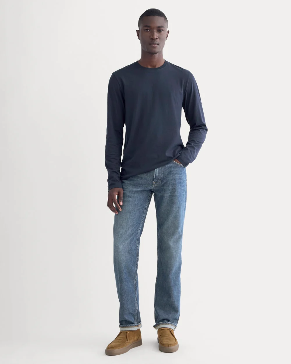 The Essential Organic Long-Sleeve Tee | Deep Navy - Image 3