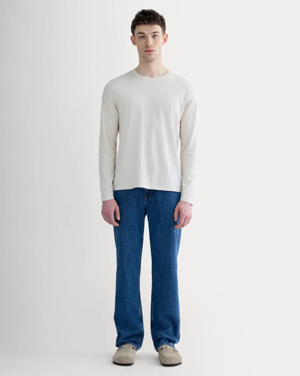 The Essential Organic Long-Sleeve Tee | Heathered Oat - Image 3