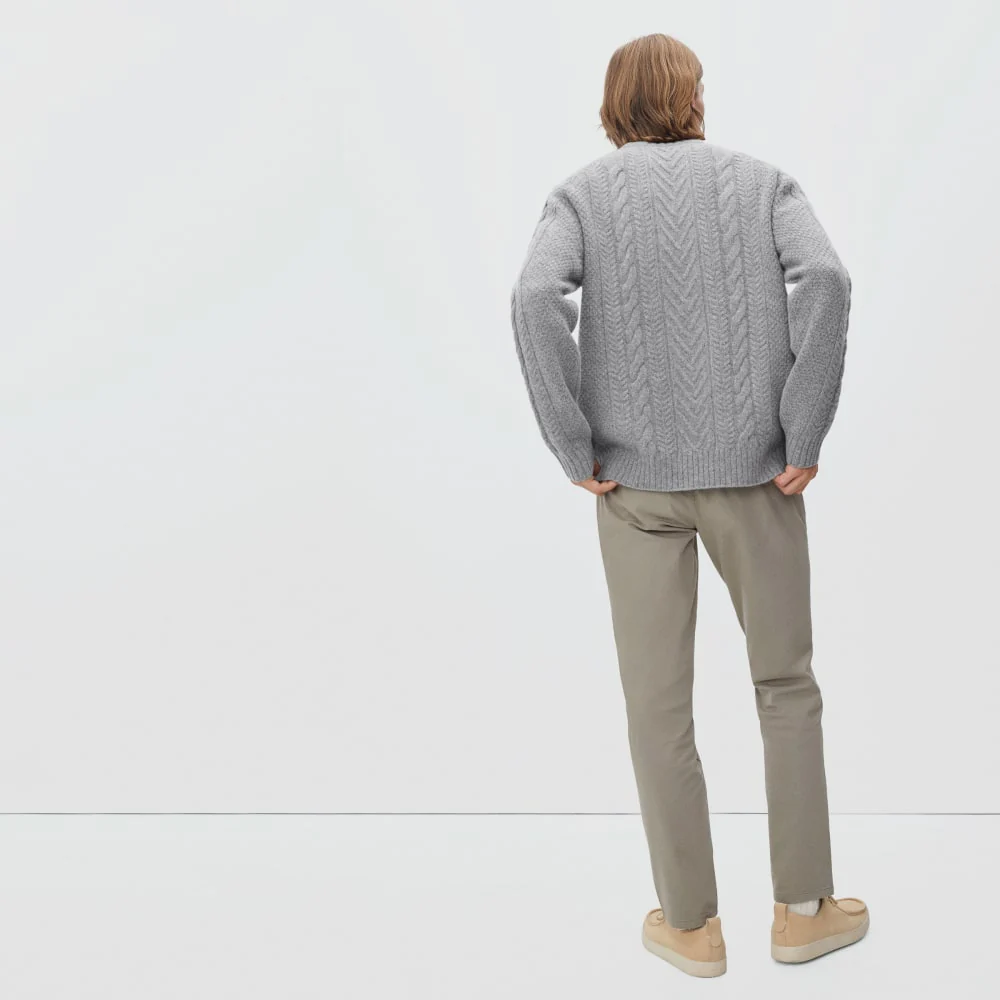 The Felted Merino Cable-Knit Crew | Heathered Mid-Grey - Image 4