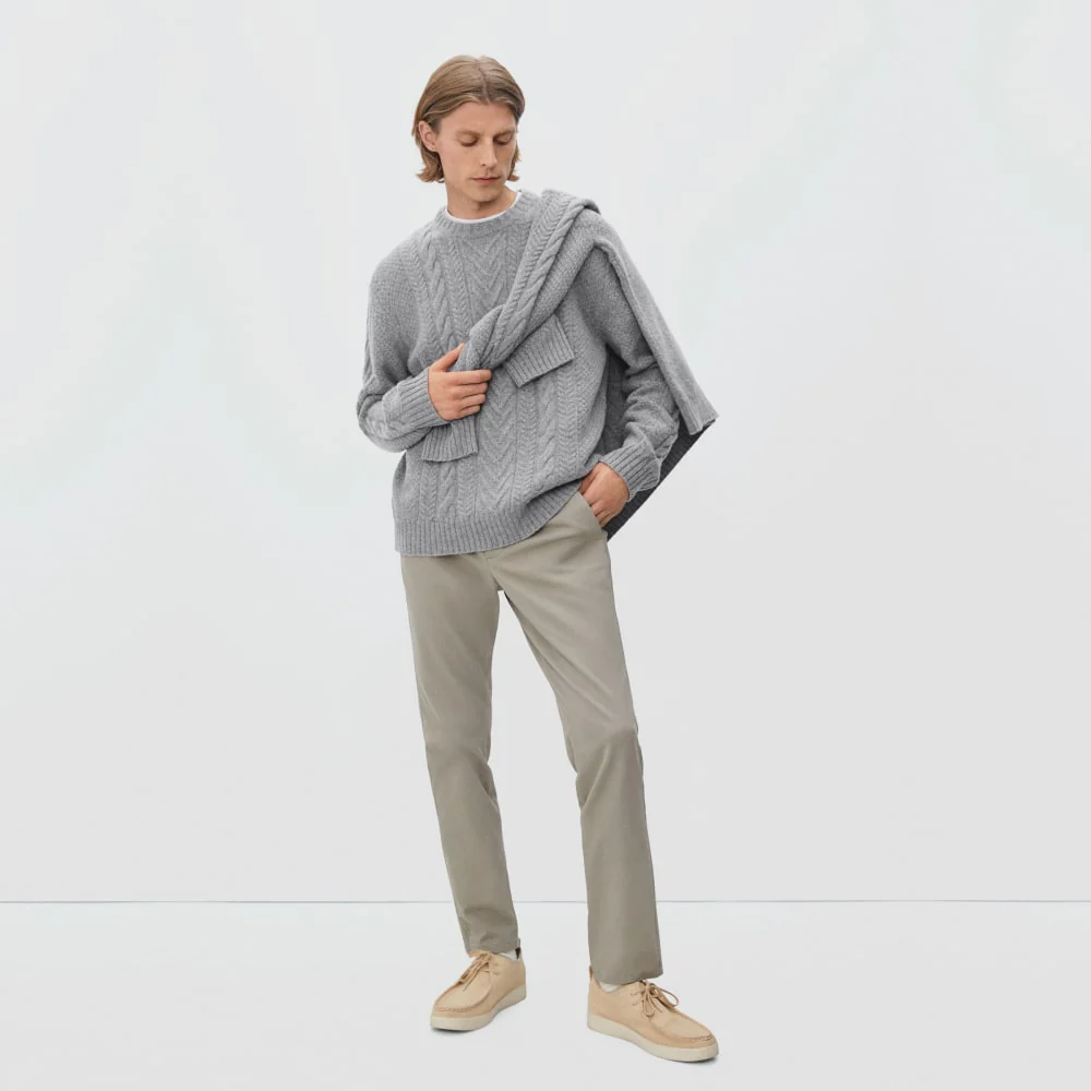 The Felted Merino Cable-Knit Crew | Heathered Mid-Grey - Image 5