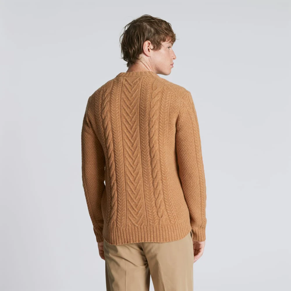 The Felted Merino Cable-Knit Crew | Cappuccino - Image 3