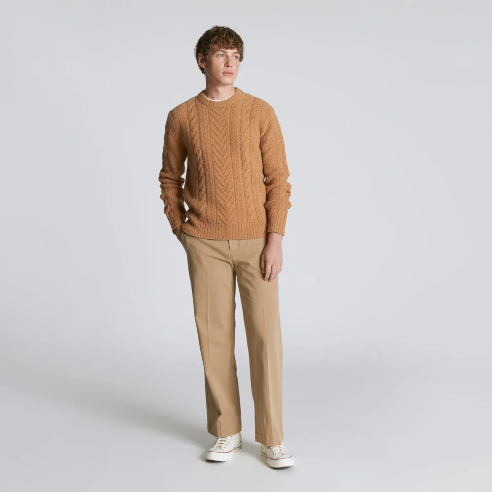 The Felted Merino Cable-Knit Crew | Cappuccino - Image 6
