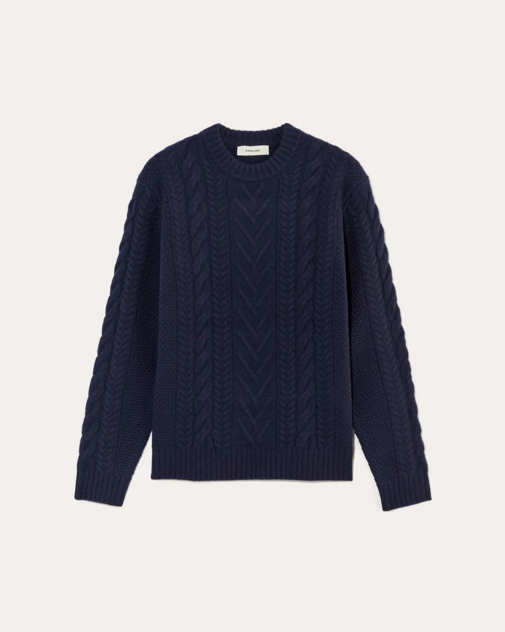 The Felted Merino Cable-Knit Crew | Deep Navy - Image 2