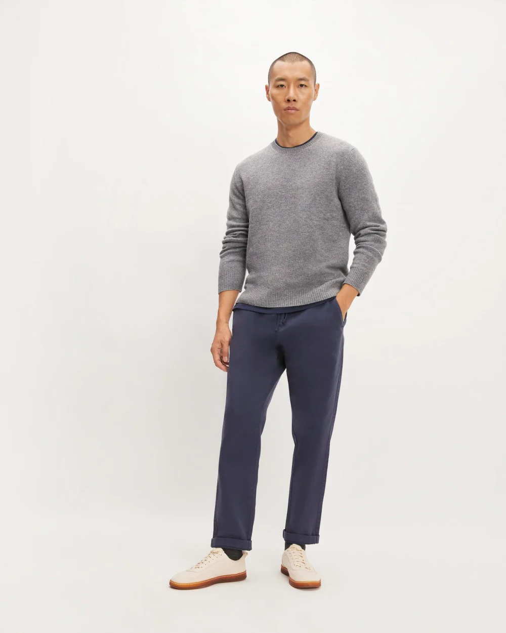 The Premium Merino Crew Neck Sweater | Heathered Mid-Grey - Image 3