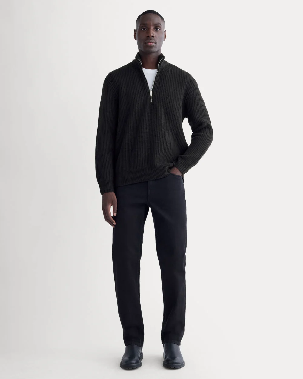 The Felted Merino Half-Zip Sweater | Black - Image 4