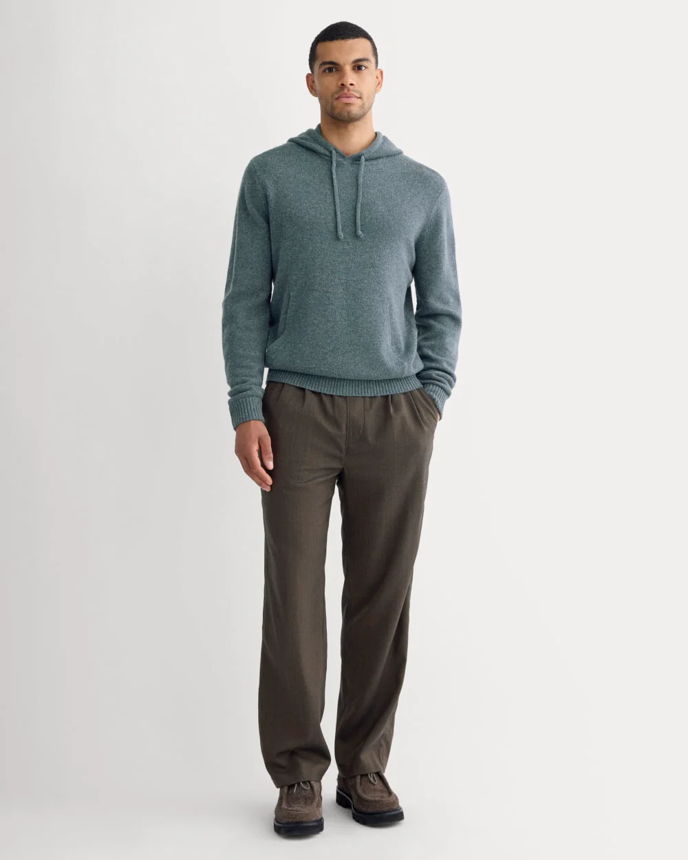 The Felted Merino Hoodie | Heather Midnight Navy - Image 3