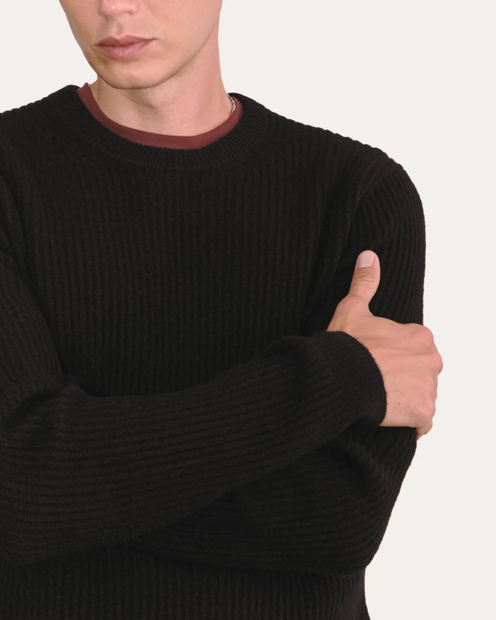 The Fisherman Crew in Wool Cashmere | Black - Image 4