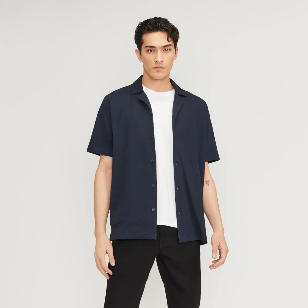 The Pique Short-Sleeve Shirt | Deep Navy