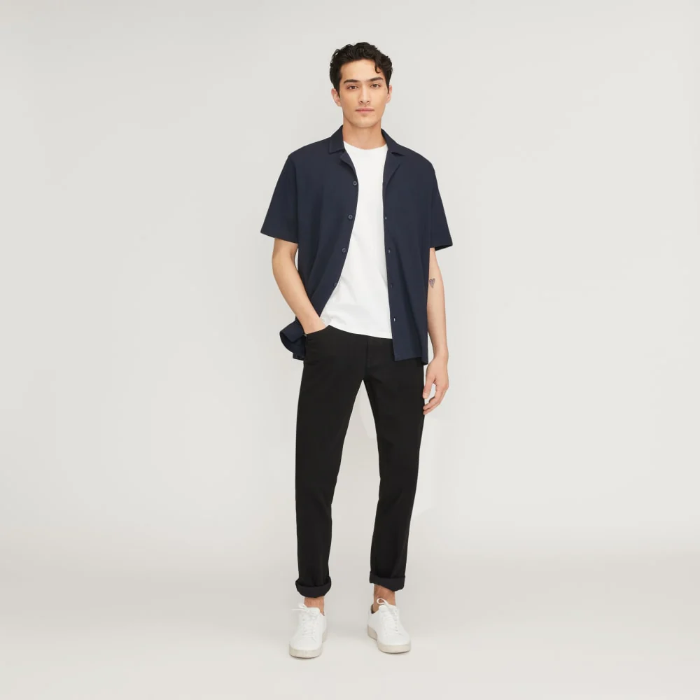 The Pique Short-Sleeve Shirt | Deep Navy - Image 6