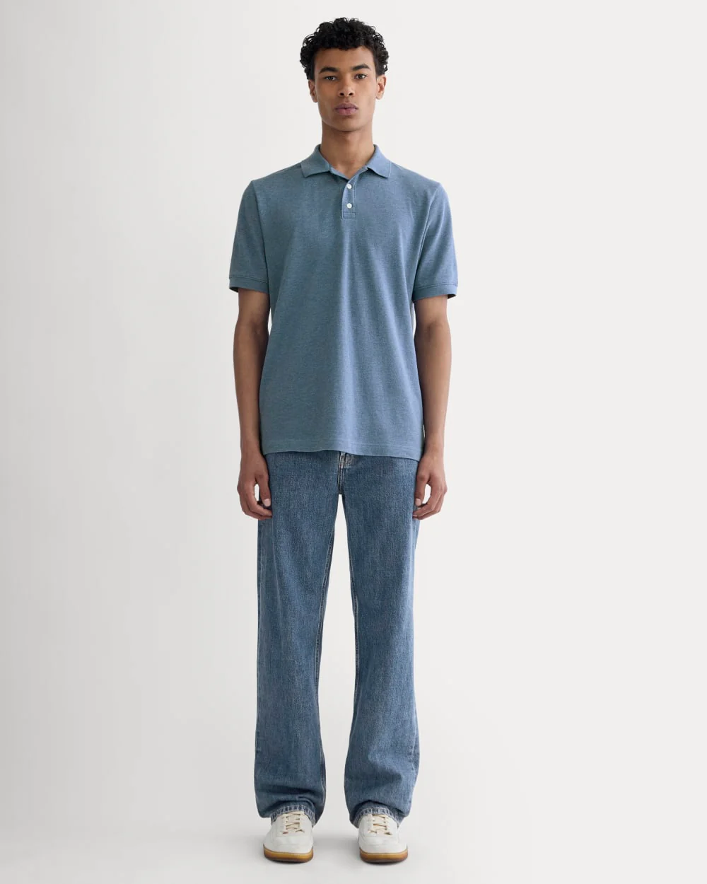 The Pique Polo | Heather Soft Cobalt - Image 3