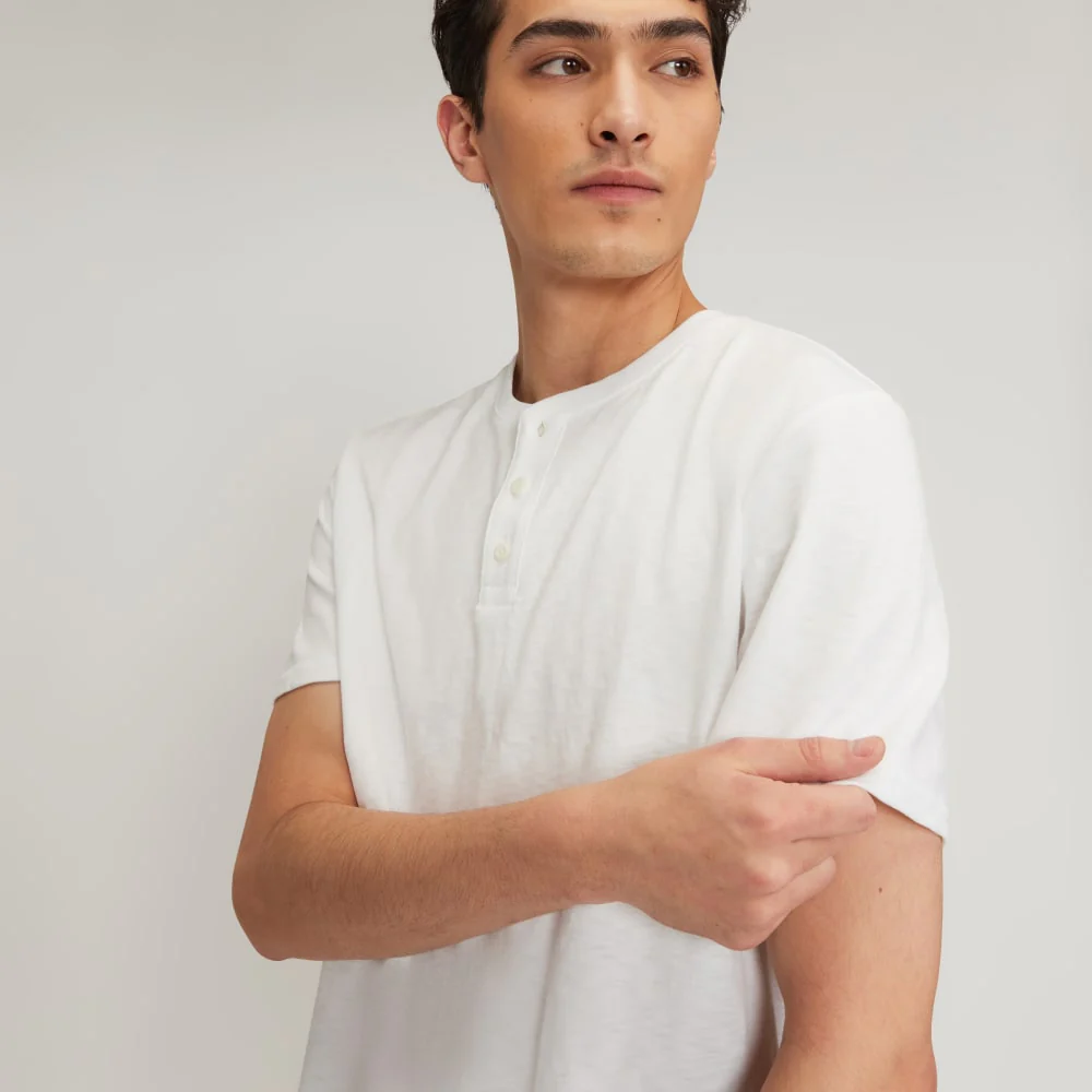 The Cotton Slub Henley | White - Image 4