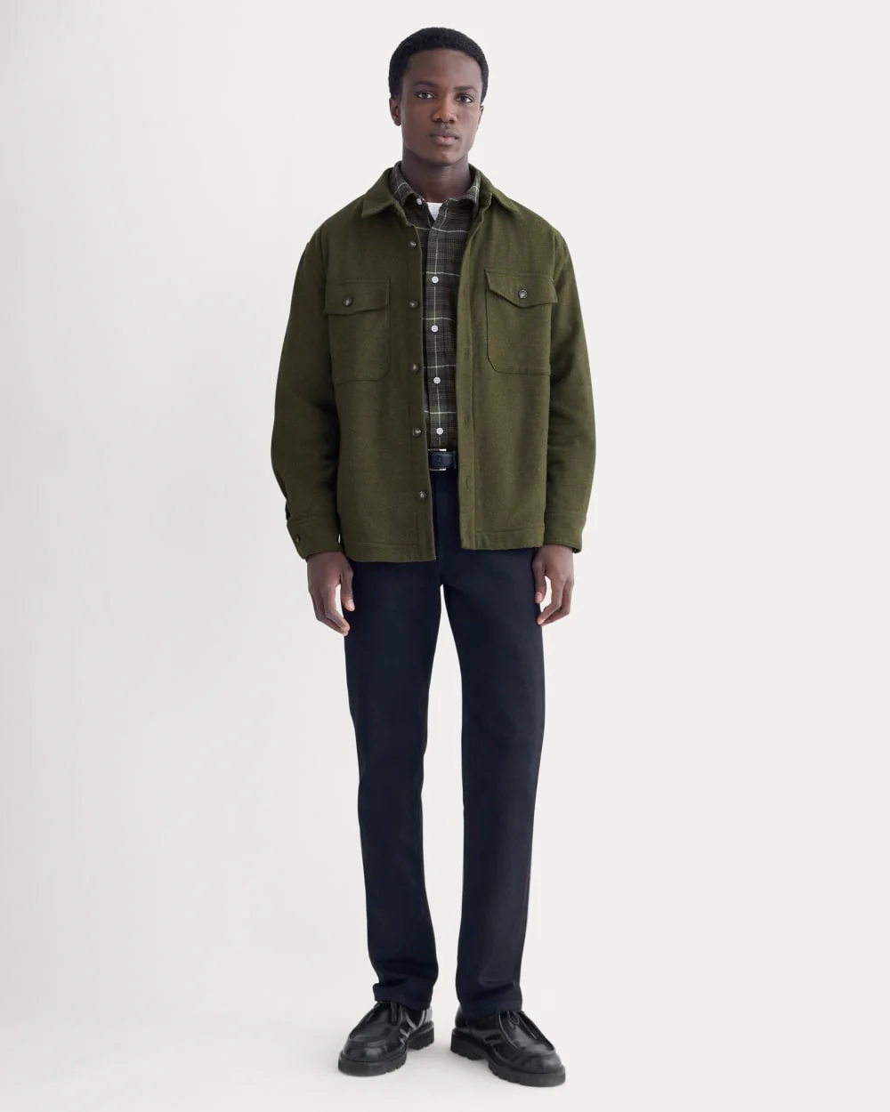 Heavyweight Waffle Twill Overshirt | Heathered Green - Image 3