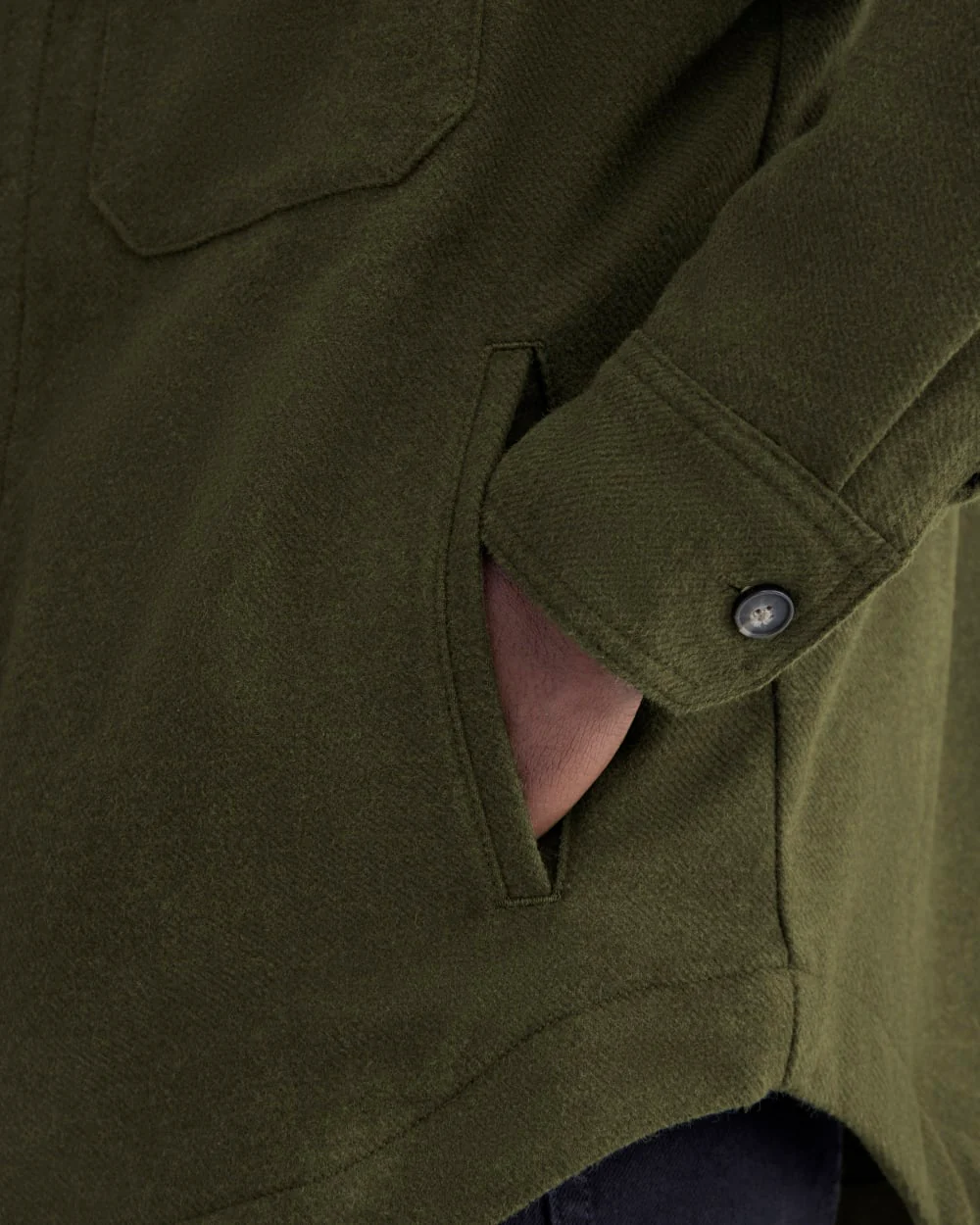Heavyweight Waffle Twill Overshirt | Heathered Green - Image 4
