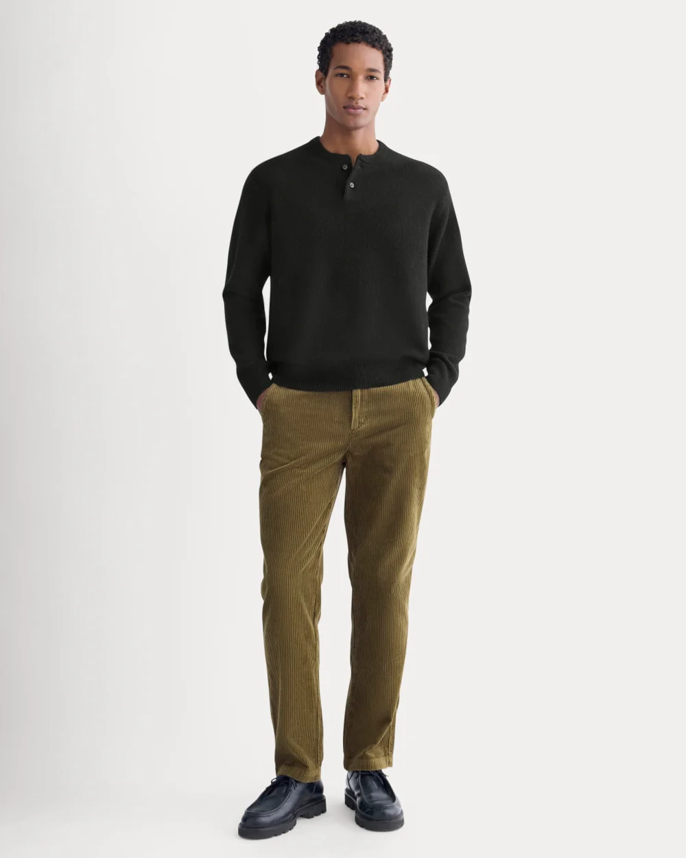 Henley in Wool Cashmere |  Black - Image 3