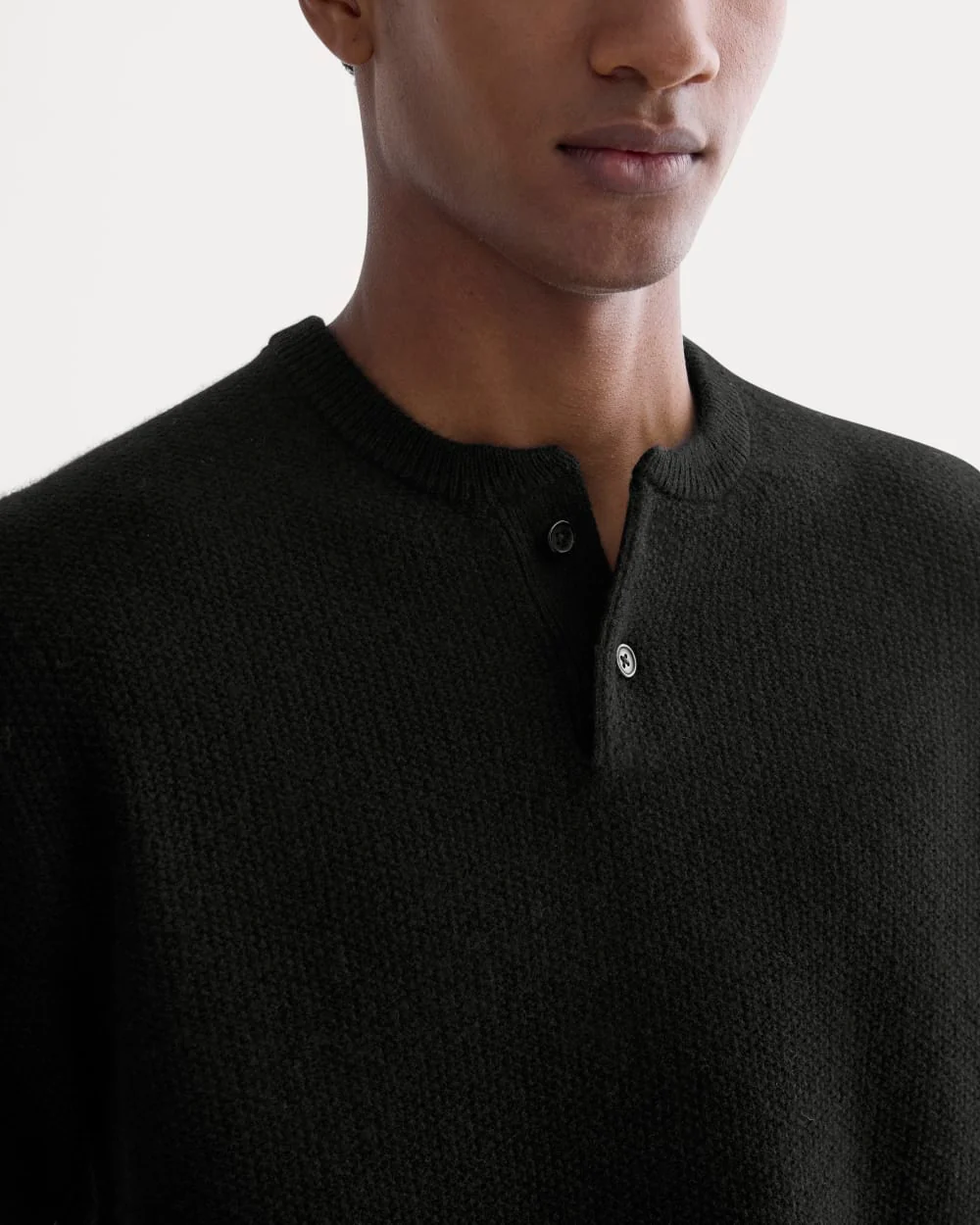 Henley in Wool Cashmere |  Black - Image 4