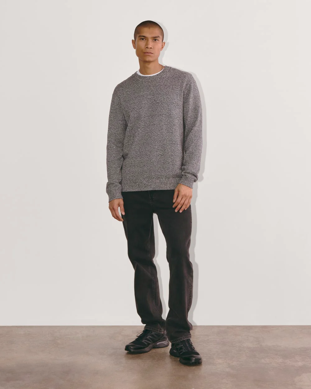 The Classic Sweater in Everyday Cotton | Canvas / Black Twist - Image 3