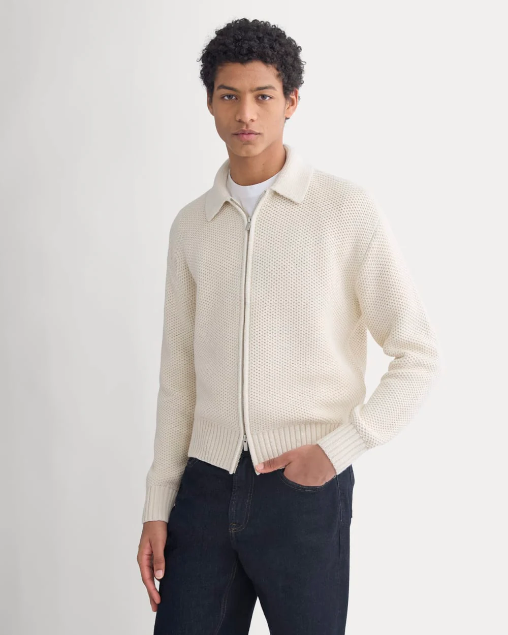 Honeycomb Sweater Jacket | Heathered Oat - Image 3
