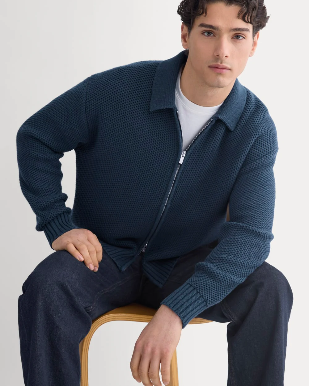 Honeycomb Sweater Jacket | Midnight Navy - Image 3