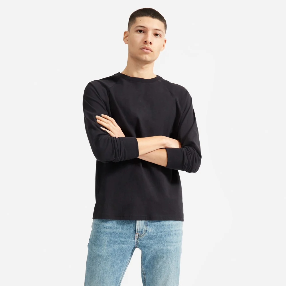 The Premium-Weight Long-Sleeve Crew | Uniform | Black - Image 2