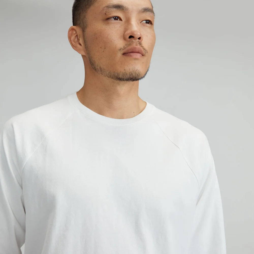 The Premium-Weight Long-Sleeve Crew | Uniform | White - Image 4
